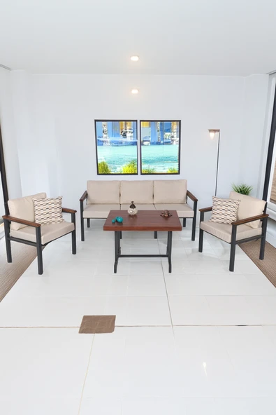 NEOKAS Balkon Mobilyası, Metal Oturma Grubu, Balkon Seti, Kafe Koltuğu, Bekleme Alanı Koltuğu,  1 + 1 + 3 + M ürün görseli