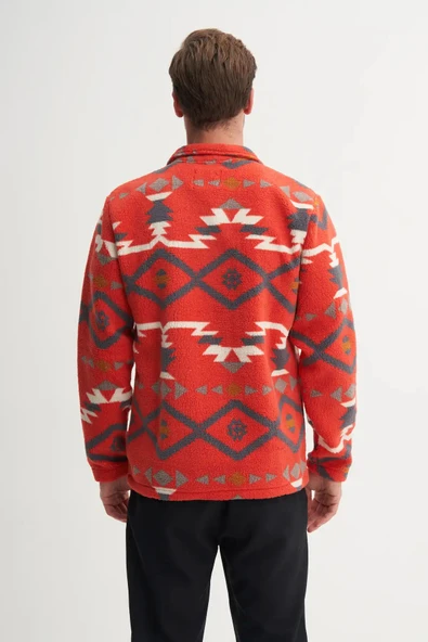 Cazador Vintage Desenli Kürk Dokulu Dik Yaka Regular Fit Sweatshirt-52440 - Resim 3