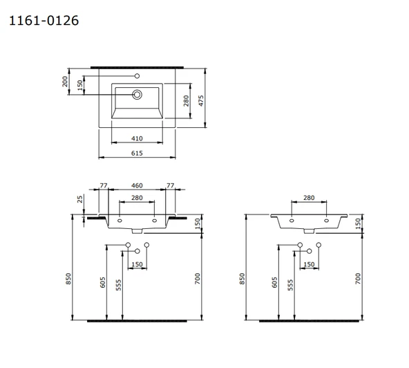 Bocchi Milano Etajerli Lavabo 60 cm Parlak Beyaz 1161-001-0126 - 2
