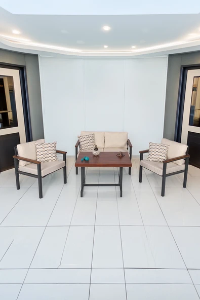 NEOKAS Balkon Mobilyası, Metal Oturma Grubu, Balkon Seti, Kafe Koltuğu, Bekeleme Alanı Koltuğu,  1 + 1 + 2 + M - Resim 2