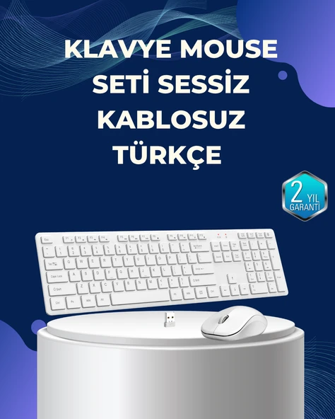 USB Alıcılı Kablosuz Klavye Mouse - Geniş Uyumluluk, Sessiz Tuşlar