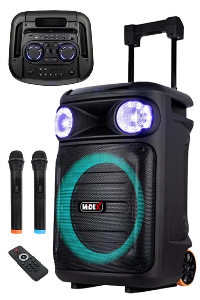 Midex 1100 Watt Mikrofonlu Karaoke Eğlence Işıklı Ses Sistemi MXR-1100 (Bluetooth Kayıt Usb Şarjlı) - 3