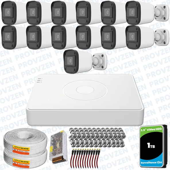 Provzen Hikvision Unv 13'lü Full HD Güvenlik Kamerası Set Gece Görüş, Mikrofon, Olay Anında Bildirim ürün görseli