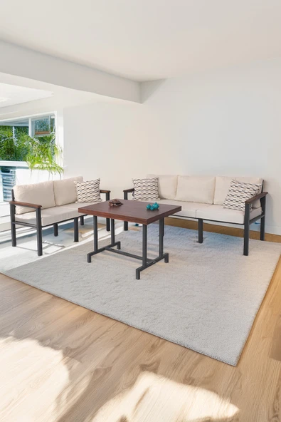 NEOKAS Metal Bahçe Takımı, Balkon Seti, Kafe Koltuğu, Bekleme Alanı Koltuğu, 2 + 3 + M - Resim 2