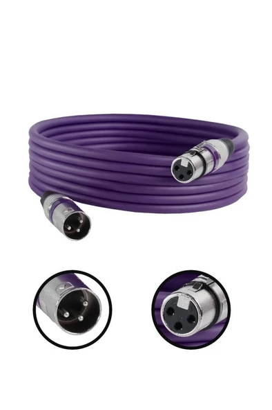 Midex MXL-10M-5x Kaliteli XLR TO XLR 10 mt. Mikrofon Kablosu (5 Adet 5 Renk) - 3