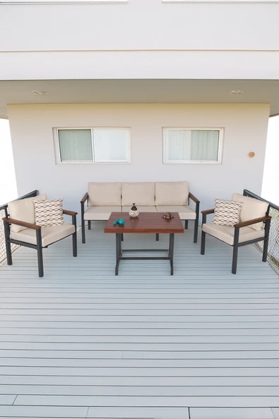 NEOKAS Metal Bahçe Takımı, Balkon Seti, Kafe Koltuğu, Bekleme Alanı Koltuğu,  1 + 1 + 3 + M - Resim 3
