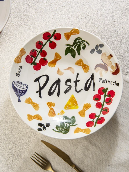 We all love PASTA 5 Parça Servis Seti- El Boyama - Resim 5