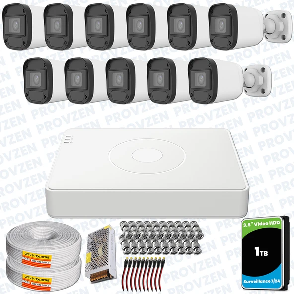 Provzen Hikvision Unv 11'li Full HD Güvenlik Kamerası Set Gece Görüş, Mikrofon, Olay Anında Bildirim ürün görseli