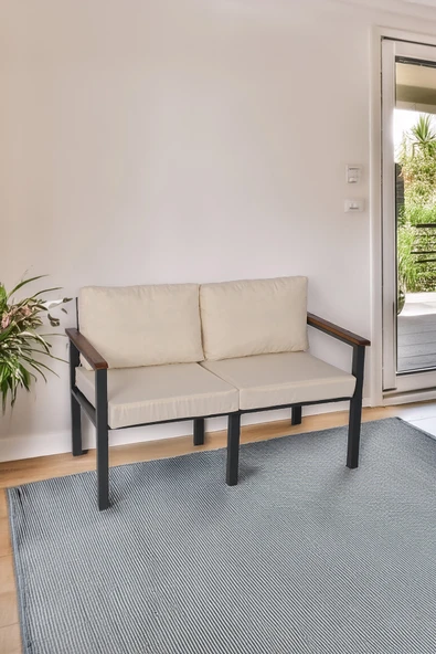 NEOKAS Balkon Mobilyası, Metal Oturma Grubu, Balkon Seti, Kafe Koltuğu, Teras Takımı, 1 İkili Koltuk - Resim 2