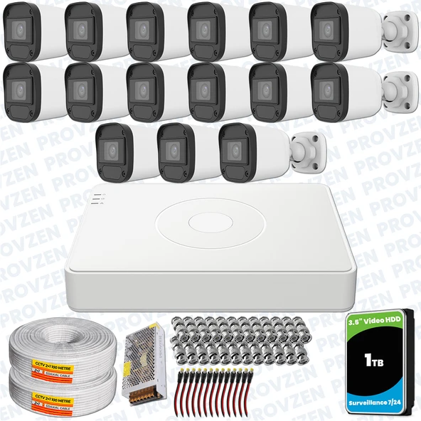 Provzen Hikvision Unv 15'li Full HD Güvenlik Kamerası Set Gece Görüş, Mikrofon, Olay Anında Bildirim ürün görseli