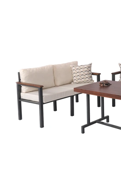 NEOKAS Balkon Mobilyası, Metal Oturma Grubu, Balkon Seti, Kafe Koltuğu, Bekeleme Alanı Koltuğu,  1 + 1 + 2 + M - Resim 5