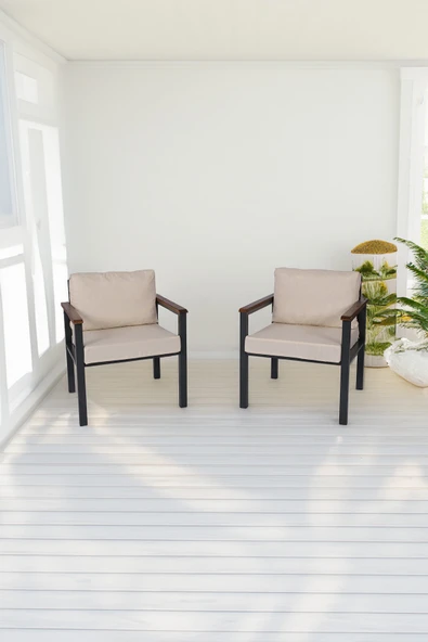 NEOKAS Balkon Mobilyası, Metal Oturma Grubu, Balkon Seti, Kafe Koltuğu, Teras Takımı, 2 Tekli Koltuk ürün görseli