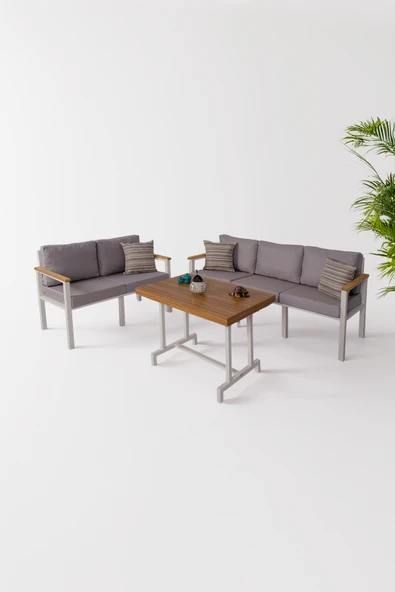 NEOKAS  Bahçe Takımı, Balkon Mobilyası, 2+3+Masa, Kafe Koltuğu, Minimalist Tasarım - Resim 4