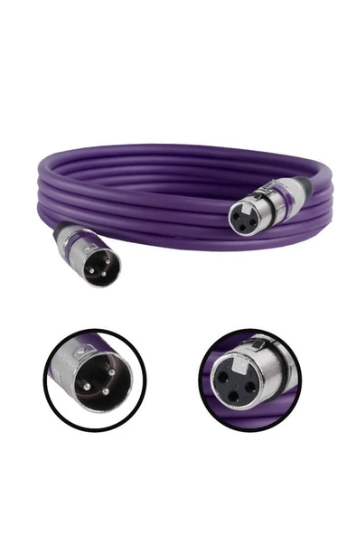 Midex MXL-3M-5x Kaliteli XLR TO XLR 3 mt. Mikrofon Kablosu (5 Adet 5 Renk) - 2