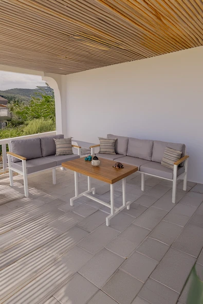 NEOKAS  Bahçe Takımı, Balkon Mobilyası, 2+3+Masa, Kafe Koltuğu, Minimalist Tasarım - Resim 2