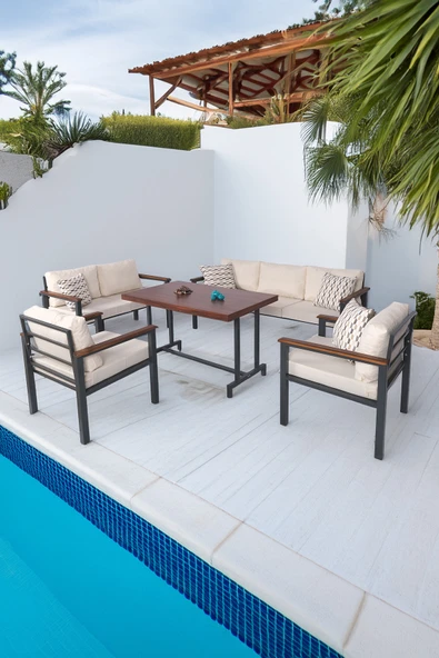 NEOKAS Metal Bahçe Takımı, Balkon Seti, Kafe Koltuğu, Bekleme Alanı Koltuğu, Oturma Grubu 1 + 1 + 2 + 3 + M - Resim 2