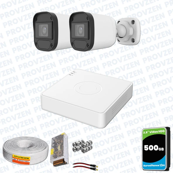 Provzen Hikvision Unv 2'li Full HD Güvenlik Kamerası Set Gece Görüş, Mikrofon, Olay Anında Bildirim ürün görseli
