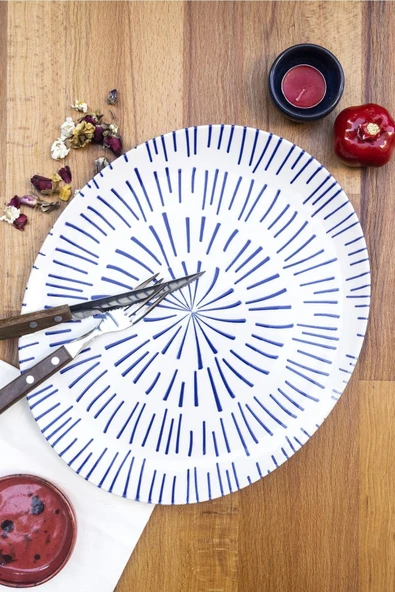 Blue Fokai Oval Servis Tabağı 27x32 cm ürün görseli 1