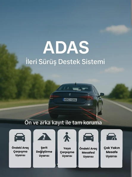 Mieco X8 Wifi /4k Uhd/ 170 Ultra Geniş Açı/ Kör Nokta / Adas/ Ön + Arka Araç Kamerası + Hafıza Kartı Hediyeli - Resim 4