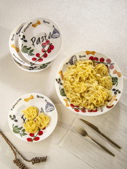 We all love PASTA 5 Parça Servis Seti- El Boyama - Resim 6