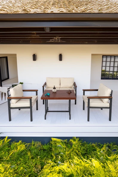 NEOKAS Balkon Mobilyası, Metal Oturma Grubu, Balkon Seti, Kafe Koltuğu, Bekeleme Alanı Koltuğu,  1 + 1 + 2 + M - Resim 2