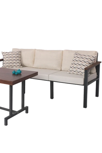 NEOKAS Metal Bahçe Takımı, Balkon Seti, Kafe Koltuğu, Bekleme Alanı Koltuğu,  1 + 1 + 3 + M - Resim 5