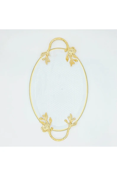 Lavin BEYAZ METAL DÖVMELİ OVAL SUNUM TEPSİSİ ürün görseli 1