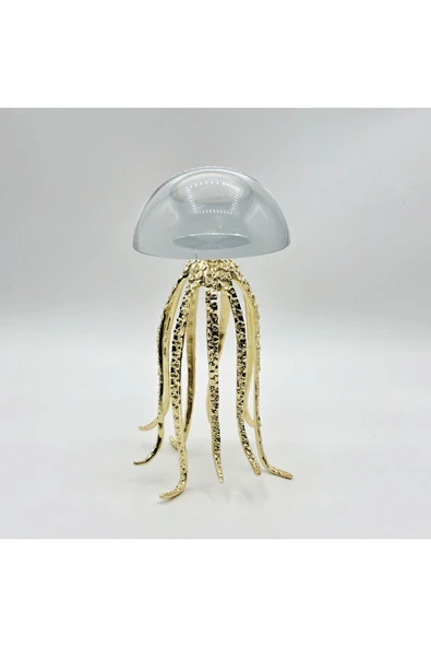 Furkan Dekoratif Metal Ayaklı Gold Kristal Cam Ahtapot Obje ürün görseli 1
