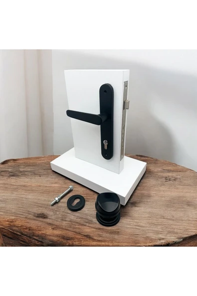 Kaira Mat Siyah Zamak Yale Çelik Kapı Kolu Sol Basar + Kumru iKapı Tokmağı Ve Alt Rozeti - Resim 4