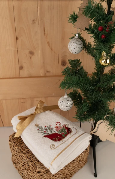 Pamuklu 2'li 45x70 cm Nakışlı Desenli Hediyelik Havlu Seti Baveno - Resim 9