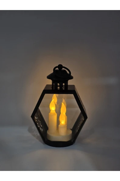 Furkan Dekoratif Vintage Pilli Led Mumlu Kandil Asılabilir Fener 9 x 20 cm ürün görseli 1
