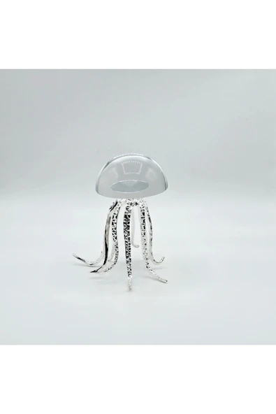 Furkan Dekoratif Metal Gümüş Ayaklı Şeffaf Kristal Cam Ahtapot Obje Küçük ürün görseli 1