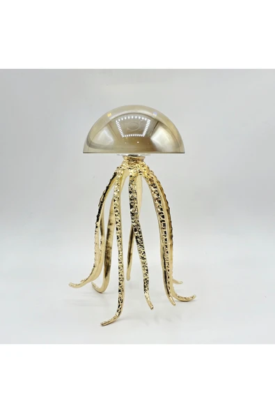 Furkan Dekoratif Metal Gold Ayaklı Bal Kristal Cam Ahtapot Obje Büyük ürün görseli