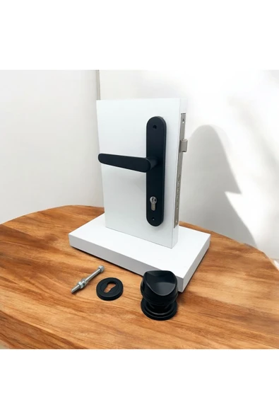 Kaira Mat Siyah Zamak Yale Çelik Kapı Kolu Sol Basar + Kumru iKapı Tokmağı Ve Alt Rozeti ürün görseli