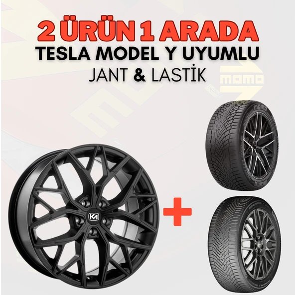 Kormetal Tesla Model Y Uyumlu KM 3419 19" Jant 4 Adet + Momo 255/45R19 Kış Lastiği 4 Adet - 1