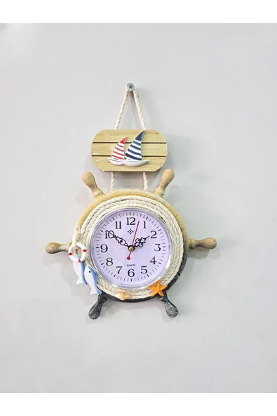 Galaxy DEKORATİF MARİN İPLİ DÜMEN DUVAR SAATİ SARI SİYAH 23 x 31 cm ürün görseli 1