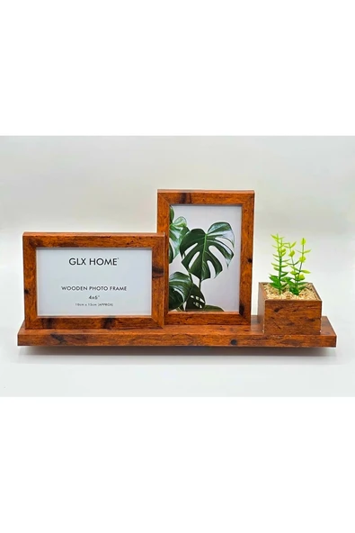 Galaxy HOME DEKORATİF AHŞAP ÇİÇEKLİ 2'Lİ MASA RESİM ÇERÇEVESİ KAHVERENK ürün görseli 1