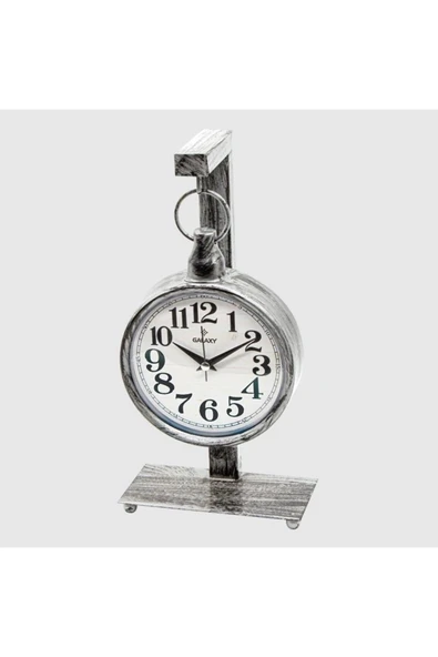 Galaxy Dekoratif Metal Kasa Gri Masa Saati ürün görseli 1
