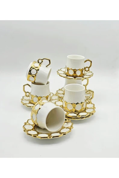 Tekbir PETEK GOLD PORSELEN KAHVE FİNCAN 12 Parça & 6 Kişilik - Resim 3