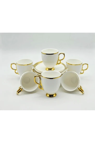 Tekbir GOLD BEYAZ PORSELEN KAHVE FİNCAN 12 Parça & 6 Kişilik ürün görseli 1