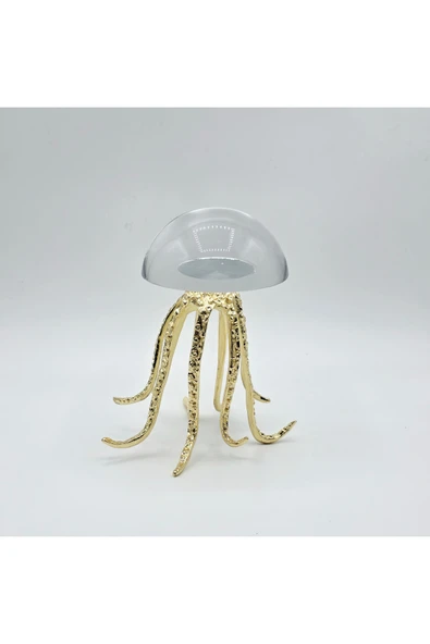 Furkan Dekoratif Metal Ayaklı Gold Kristal Cam Ahtapot Obje Küçük ürün görseli 1