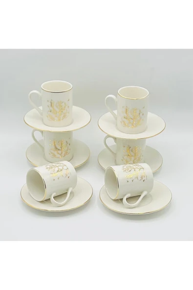 turzuccaciye DNZART COLLECTION AĞAÇ MODELİ PORSELEN KAHVE FİNCAN TAKIMI - Resim 2