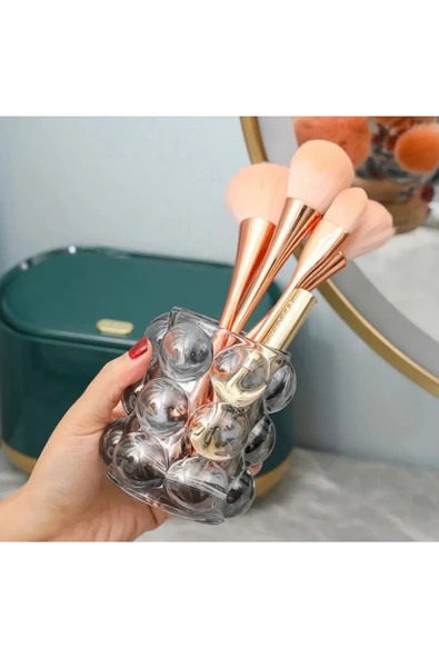 Furkan 2 li BUBBLE DEKORATİF ŞEFFAF CAM VAZO BARDAK - 4