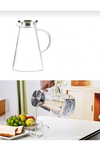 Bycomo Borosilikat Düz Cam Sürahi - 1800 ML - Resim 2