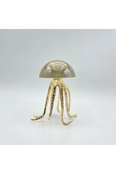 Furkan Dekoratif Metal Gold Ayaklı Bal Kristal Cam Ahtapot Obje Küçük ürün görseli