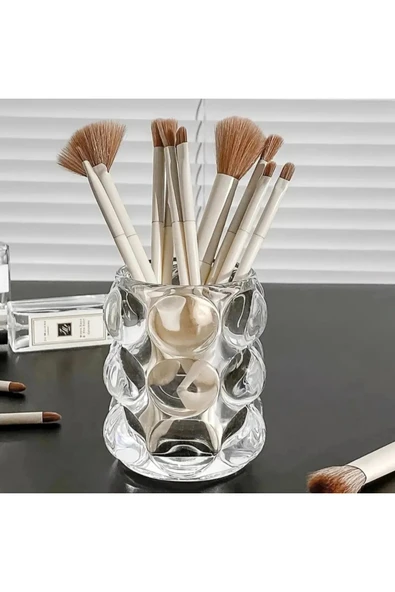 Furkan 2 li BUBBLE DEKORATİF ŞEFFAF CAM VAZO BARDAK - 2