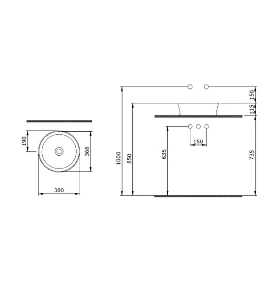 SOTTILE SLIM LINE TEZGAH ÜSTÜ YUVARLAK 38cm. LAVAB - 2