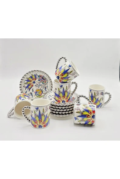 Tekbir ÇİÇEK DESENLİ PORSELEN KAHVE FİNCAN 12 Parça & 6 Kişilik ürün görseli 1