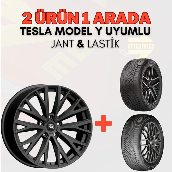 Kormetal Tesla Model Y Uyumlu DY1289 19" Jant 4 Adet + Momo 255/45R19 Kış Lastiği 4 Adet