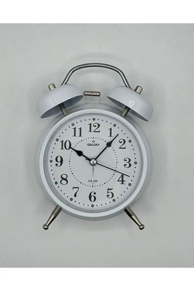 Galaxy Masa Saati Akar Saniyeli Beyaz Metal Kasa Glx-2324 ürün görseli 1